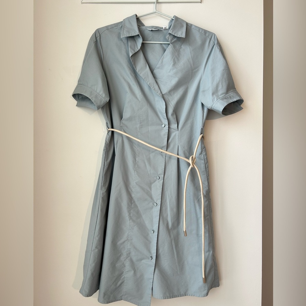 Elegant blue midi shirt dress, Wear to work